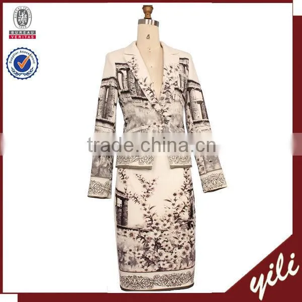 2015 Dongguan Latest Floral Long Sleeve Abstract Church Suits Designs for Women Quality Choice photo-3