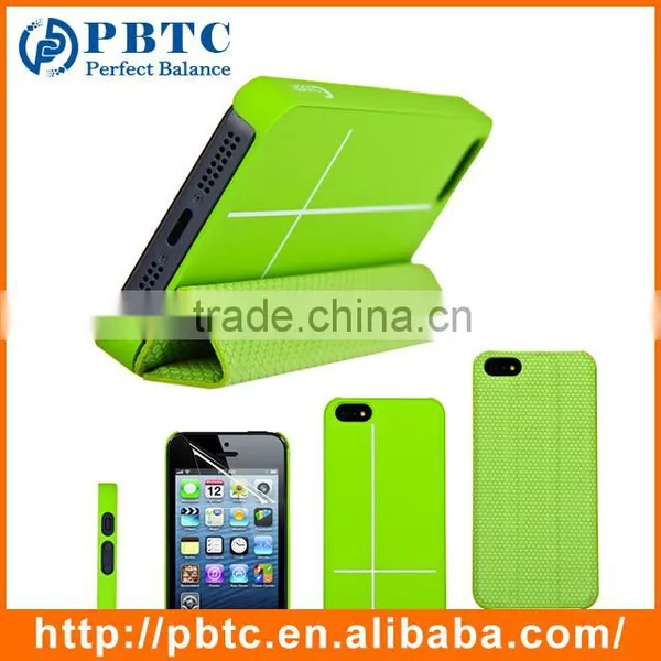 Set Screen Protector And Case For Iphone 5 , Black Hexagon Pattern Smart PU Case Cover photo-3