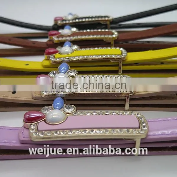 Lady's Fashion Colorful Skinny Belt With Diamond for Dress photo-3