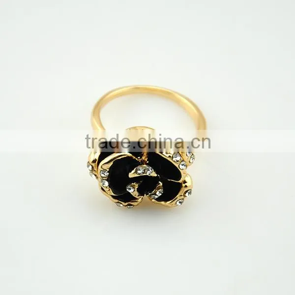 Women Accessories Gold Engagement Flower Ring With Crystal photo-4