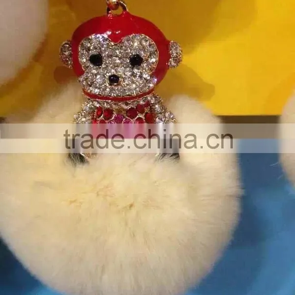 Fur Pompom Maker/fox Fur Ball Keychian/colourful Rabbit Fur Pom Pom Ball for Keyring and Bags photo-4