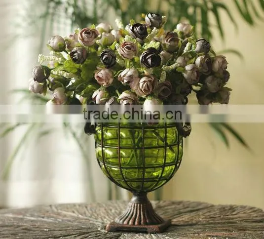 Metal Base Plate Glass Flower Vase photo-2