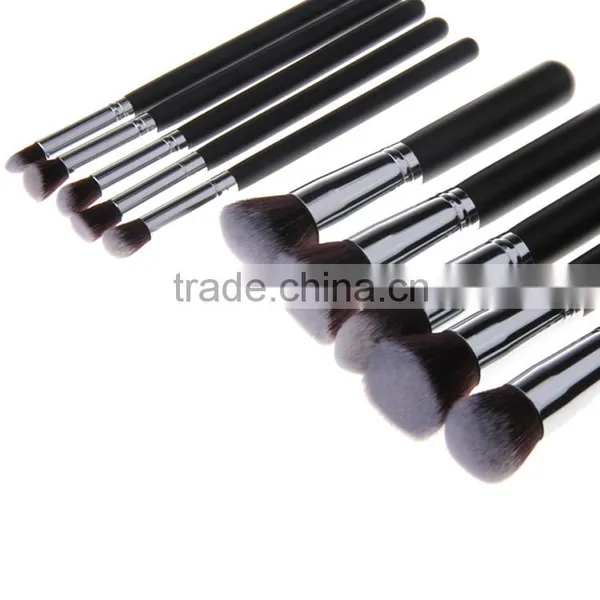 10 Pcs Silver Black Synthetic Kabuki Makeup Brush Set Cosmetics Foundation Blending Blush Makeup Tool photo-4