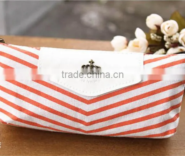 New Canvas Navy Marine Stripe Style Pencil Case Pen Box photo-4
