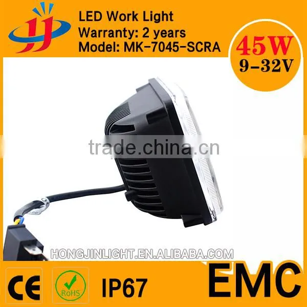 Super Bright IP67 Led Work Light 45W Jeep Headlight 7inch 12v Square Car Work Light photo-2