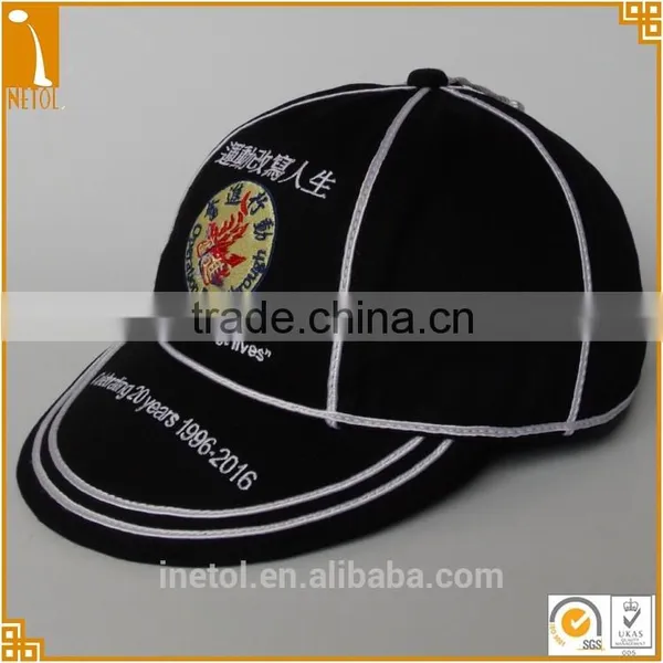 6 Panel Black 100% Cotton Embroidered Character Custom Baseball Cap Whoesale photo-2
