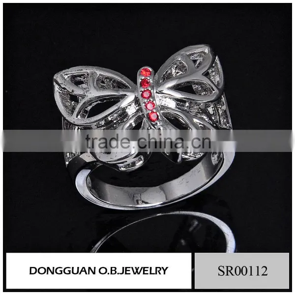 316l Stainless Steel Ring Butterfly Ring In Silver Jewelr With Colorful Cz photo-3