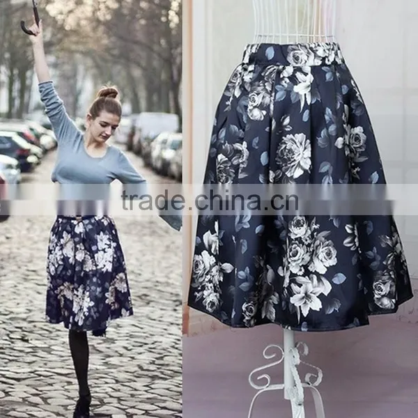 Hot Women Ladies Vintage Style High Waist Floral Casual Party Midi Pleated Skirt photo-6