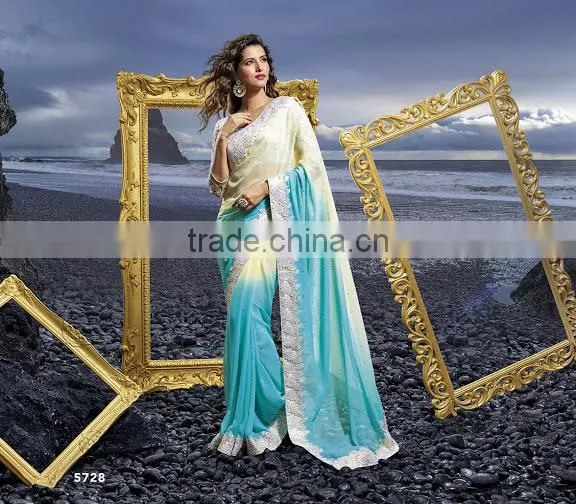 Bollywood Actress Off White Georgette Saree photo-2
