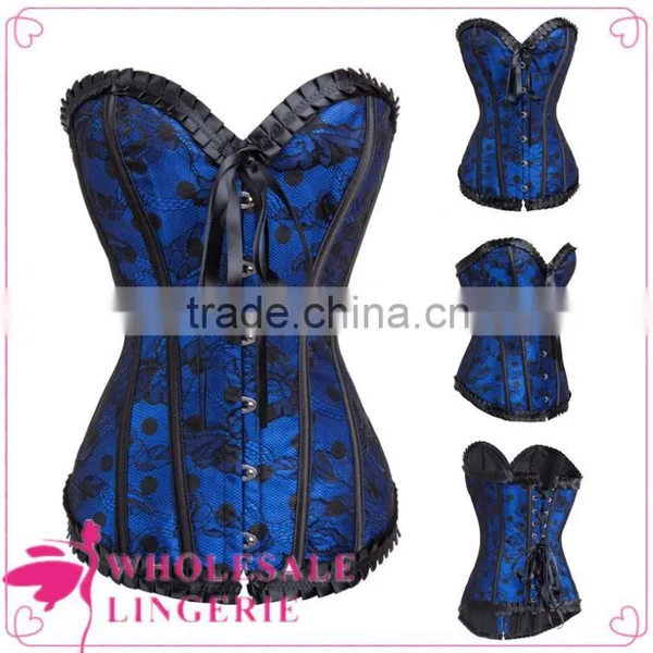 Women Fashion Lace Brocade Pattern Corset With Polka Dot photo-2