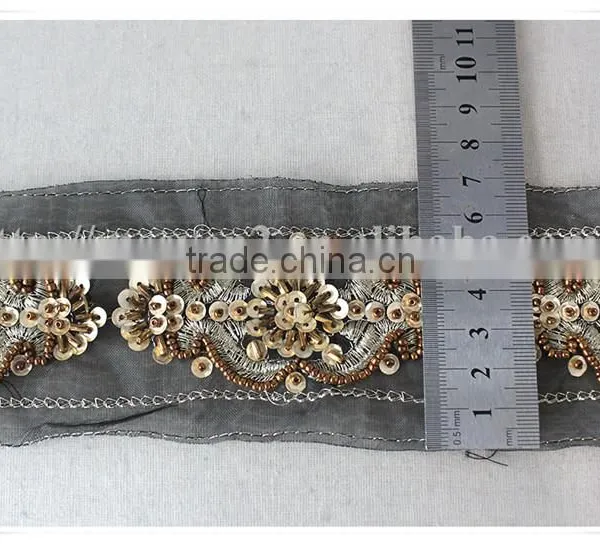 High Quality Embroidery Gold Thread Garments Accessories Decorative Beaded Trim photo-2