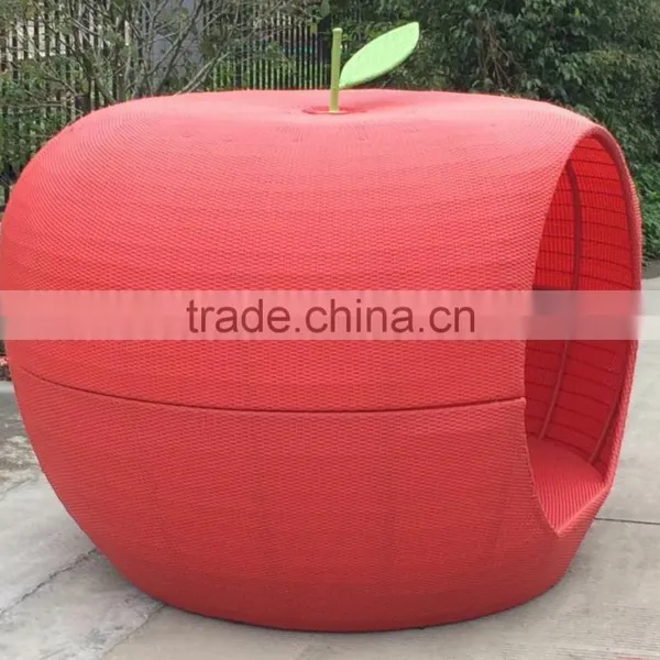 2016 Newest Outdoor Rattan Furniture Distinct Red Apple Round Sunbed photo-3