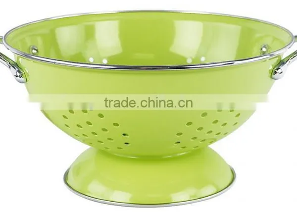 Hot Sale Green Powder Coated Kitchen Food Metal Colander photo-2