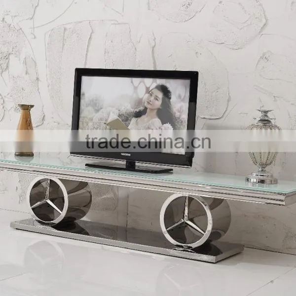 E413 Home Funituire Tempered Glass Modern TV Stand Showcase photo-2