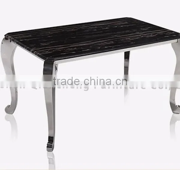 Simple Stainless Steel 4 Legs Dining Table Set photo-4