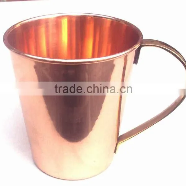 BPA FREE SMOOTH MOSCOW MULE 100% COPPER TAPER MUG WITH BRASS HANDLE photo-3