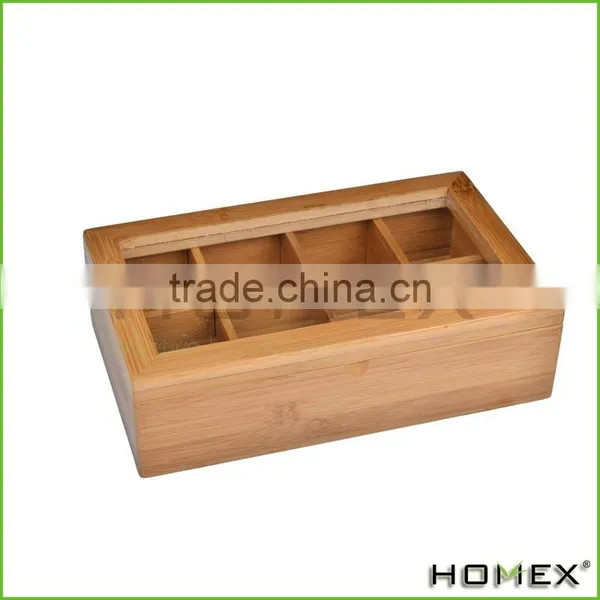 Bamboo Tea Box With Clear Lid, Natural/Homex_Factory photo-2