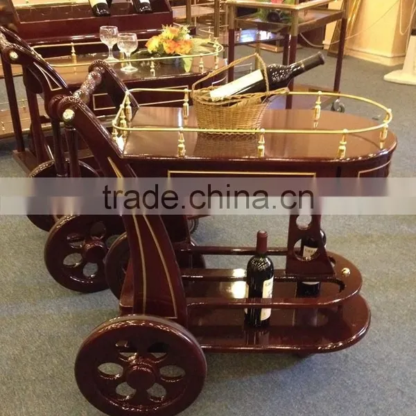 Luxury Wooden Wine and Liquor Cart Food Service Trolley C-32 photo-2