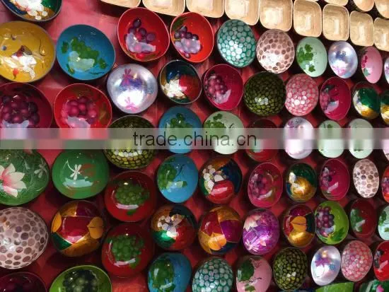 Handmade Lacquer Coconut Shell Bowl 100% Made in Vietnam / Hand Painted Lacquer Bowl photo-5