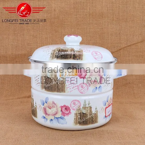 Best Selling Multi-functional Ceramic Enamel Steamer Pot Stew Pot With Full Decal photo-5