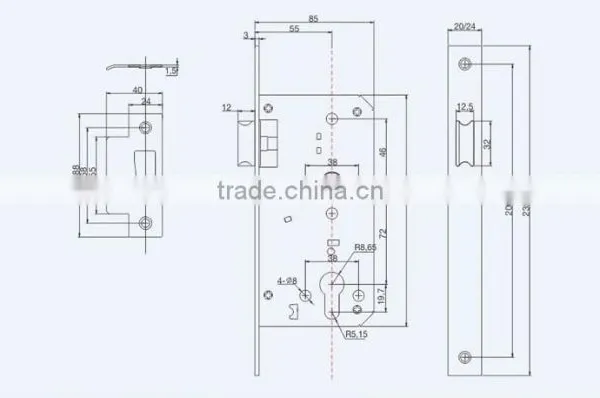 High Perforance Classic Model Good Quality Mortise Lock Body 55x72 photo-2