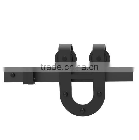 Barn Door Sliding Flat Steel Black Door Roller and Track With Solf Closer photo-4