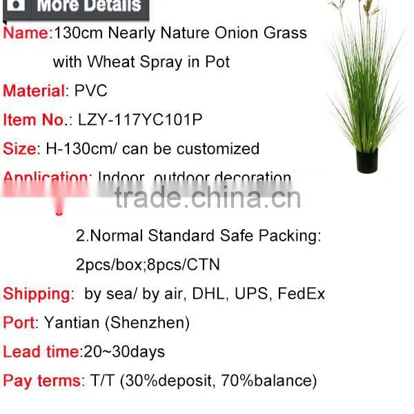 Wholesale Nearly Nature Artificial Grass 130cm Potted Onion Grass With Wheat Spray Bonsai Plants for Indoor Decoration photo-6