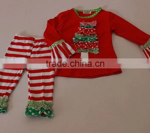 Wholesale Baby Sweet Christmas Tree Pattern Bounique Ruffle Kid's Outfit Set for Baby photo-2