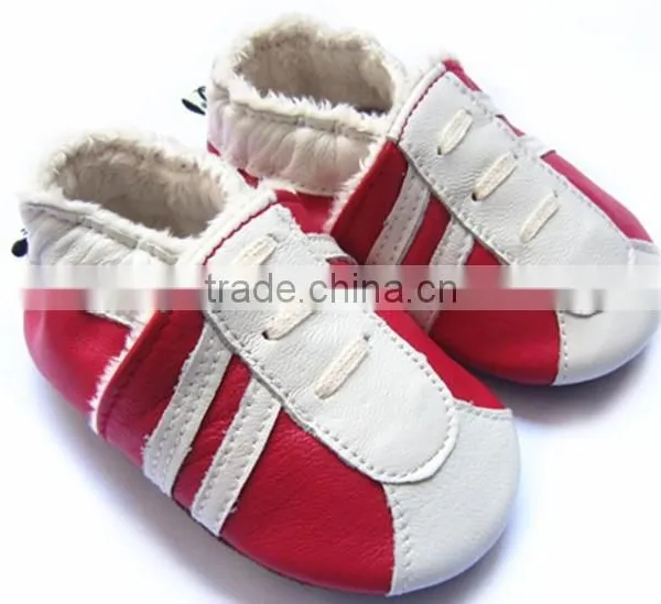 Navy Blue Soft Sheepskin Leather Baby Shoes photo-5