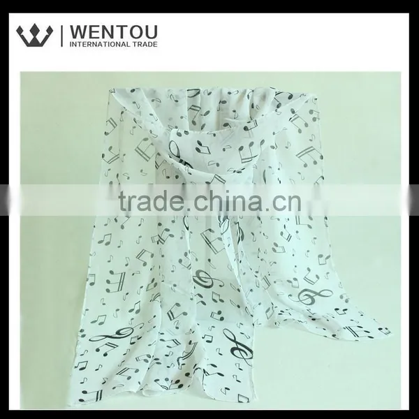 Wholesale Fashionable Music Notes Printed Scarf photo-3