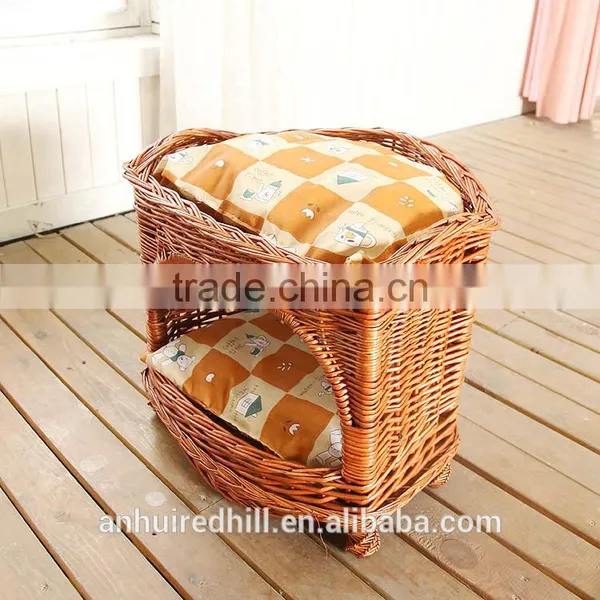 R1902H Outdoor Indoor Durable Willow Woven Pet Dog House Wicker Cat House photo-3