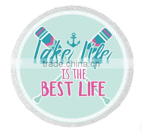 Custom Design Reactive Print Cotton Beach Towel Round Pareo China Supplier photo-4