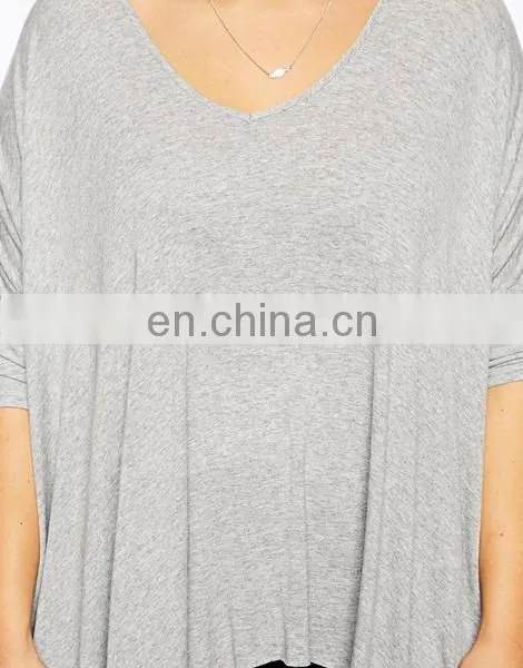 Chinese Clothing Manufacturers Ladies Jeans Jersey Top Design With Dip Back Plus Size Women Clothing photo-4
