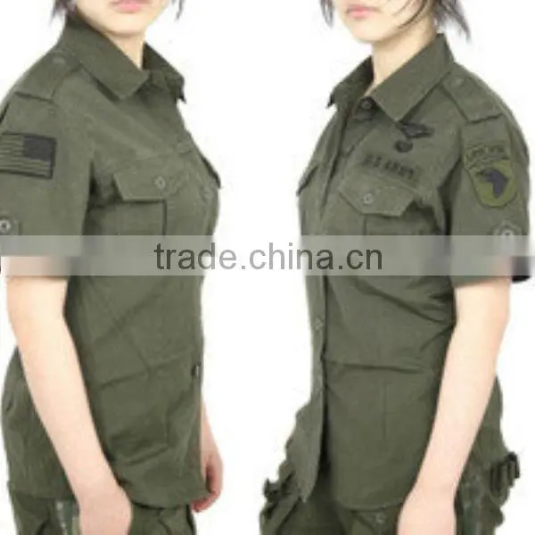 Olive Green Army Clothes for Female Made in Xinxiang Garment Factory