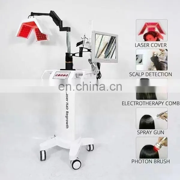 Diode Laser Hair Growth Hair Loss Treatment Machine Red Light Therapy With Scalp Hair Follicle Detection Beauty Equipment photo-3
