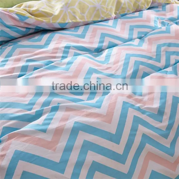 2015 Newest Simple Design Blue Weave Line Printed Cotton Bedspread Bedding Set Comforter Quilt Sets Home Textile for America photo-3