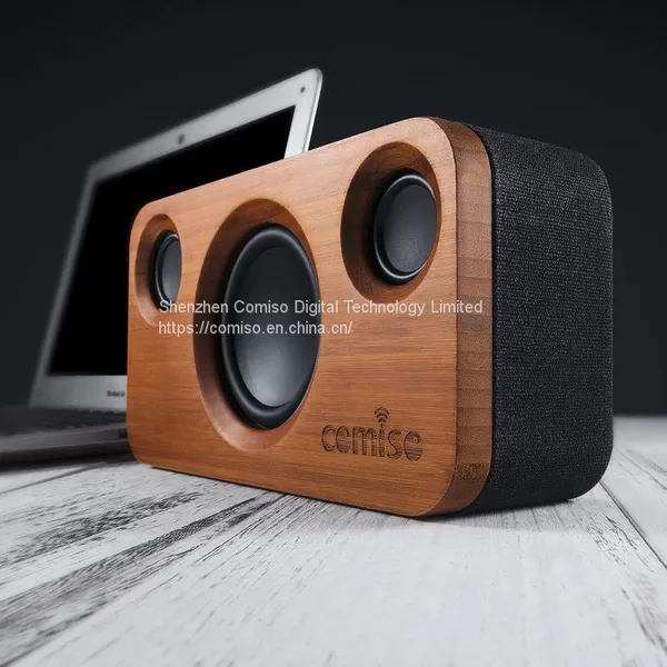 25W Bluetooth Speaker (A320) With Super Bass, Loud Bamboo Wood Home Audio Wireless Speakers With Subwoofer
