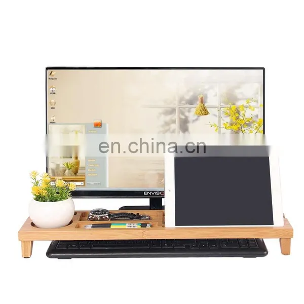 Customized Multifunction Office Bamboo-products Bamboo Desk Organizer Storage Accessories photo-3