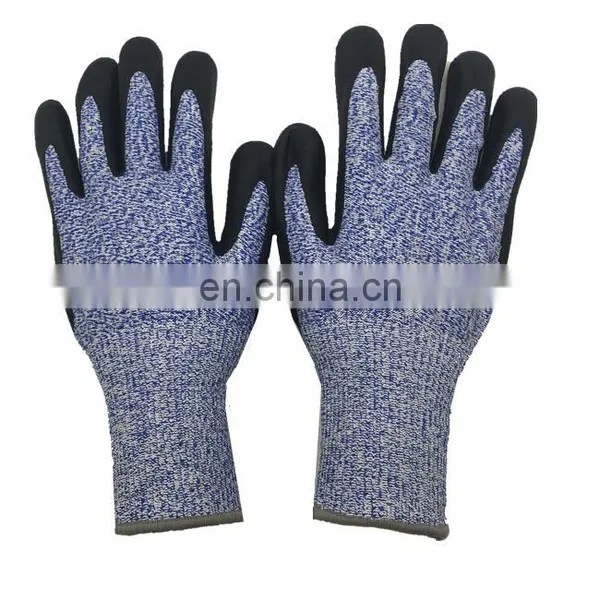 Customized 13 Gauge Industrial PU HPPE Knitting Anti Cut Resistant Level 5 Working Safety Gloves For Men photo-2