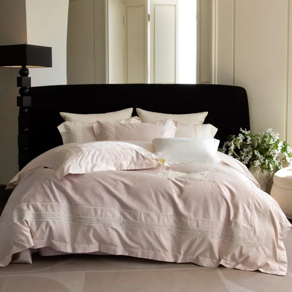 Premium Woven Egyptian Cotton Bedding 4Pcs Set, Silky Soft Breathable Solid Color Duvet Cover Bedding Set