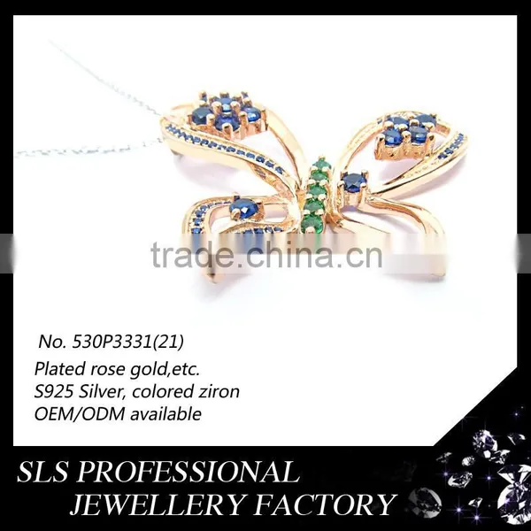 Lastest Jewelry Classic Moods Pendant Butterfly Shape Pendant for Lady 's Wear in Party and Anniversary Colored Stones Pendant photo-2