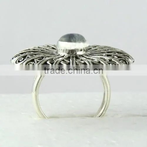 Deluxe Rainbow Moon Stone Ring, Gemstone Silver Jewelry, Handmade Silver Jewelry photo-6