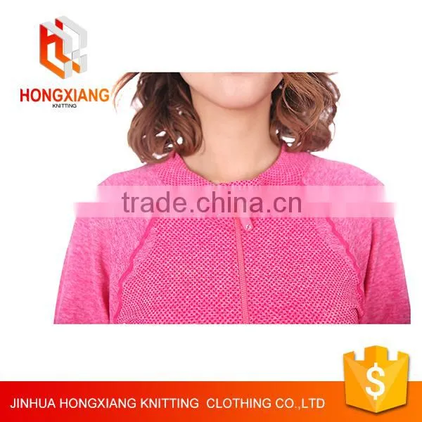 Hongxiang Yoga Breathable Lightweight Sport Full Zip Jacket, Cotton Jacquard POLO Collar Long-sleeved Jacket With Wrist photo-3