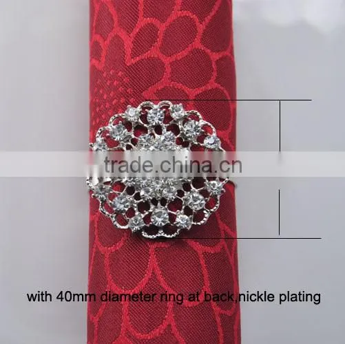 (M0411-ring) 100pcs/lot Elegant Wedding Flower Rhinestone Napkin Rings,Napkin Holders,38mm Diameter ,40mm Ring ,nickle Plating