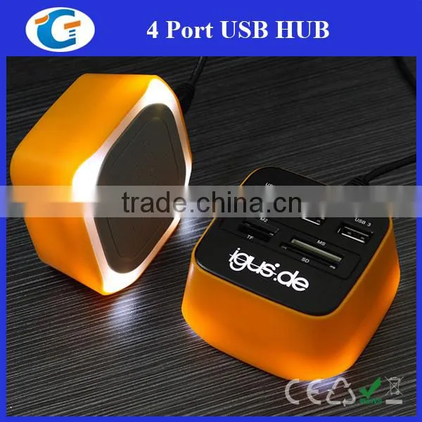 Laser Engraved Light Up Logo ABS Plastic RoHS Micro USB Hub photo-3