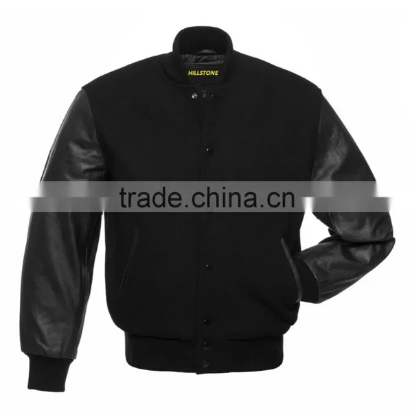 Custom Varsity Jacket / Wool Varsity Jackets / All Wool Black Varsity Letterman Jacket