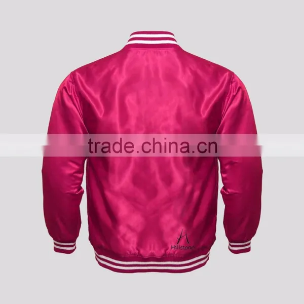 Custom Made Mens Varsity Satin Bomber Baseball Jacket photo-2