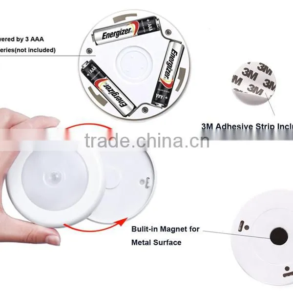 Battery Powered LED Motion Lights Stick-To-Anywhere For Stairways Bathroom Kitchen Nursery Hallway Motion Sensor Night Light photo-2