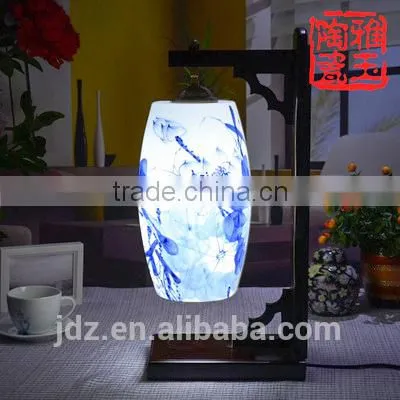 Ceramic Handpainted Antique Wooden Table Lamp for Hotel photo-3
