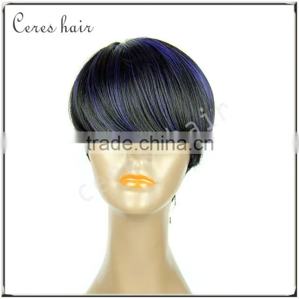 Short Synthetic Hair Wig for Black Women Blue Color photo-3